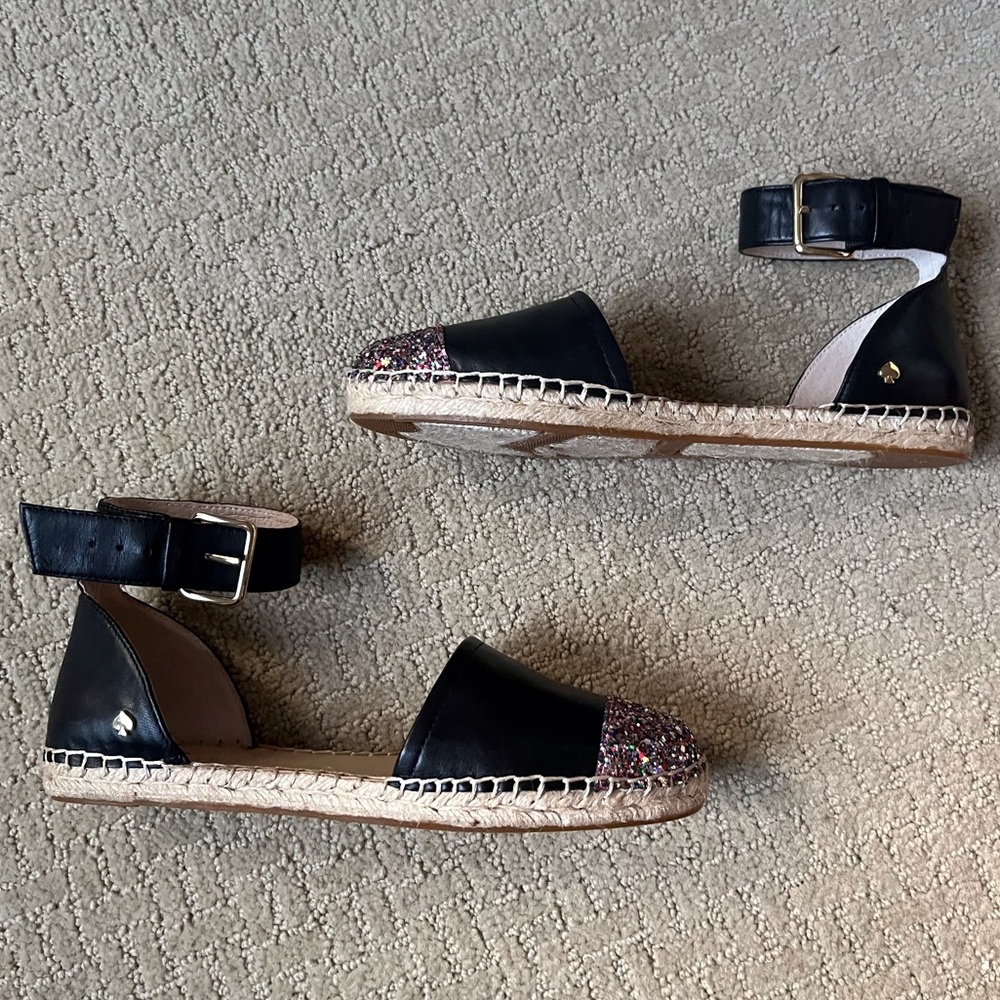 Kate Spade Multi-Glitter Black Espadrille in Women’s Size 6.5